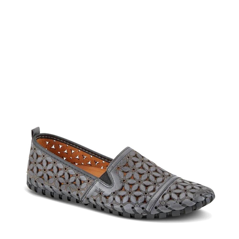 NEW SPRING STEP SHOES women's flowerflow flat shoe in charcoal
